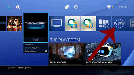 how to go to web browser on ps4